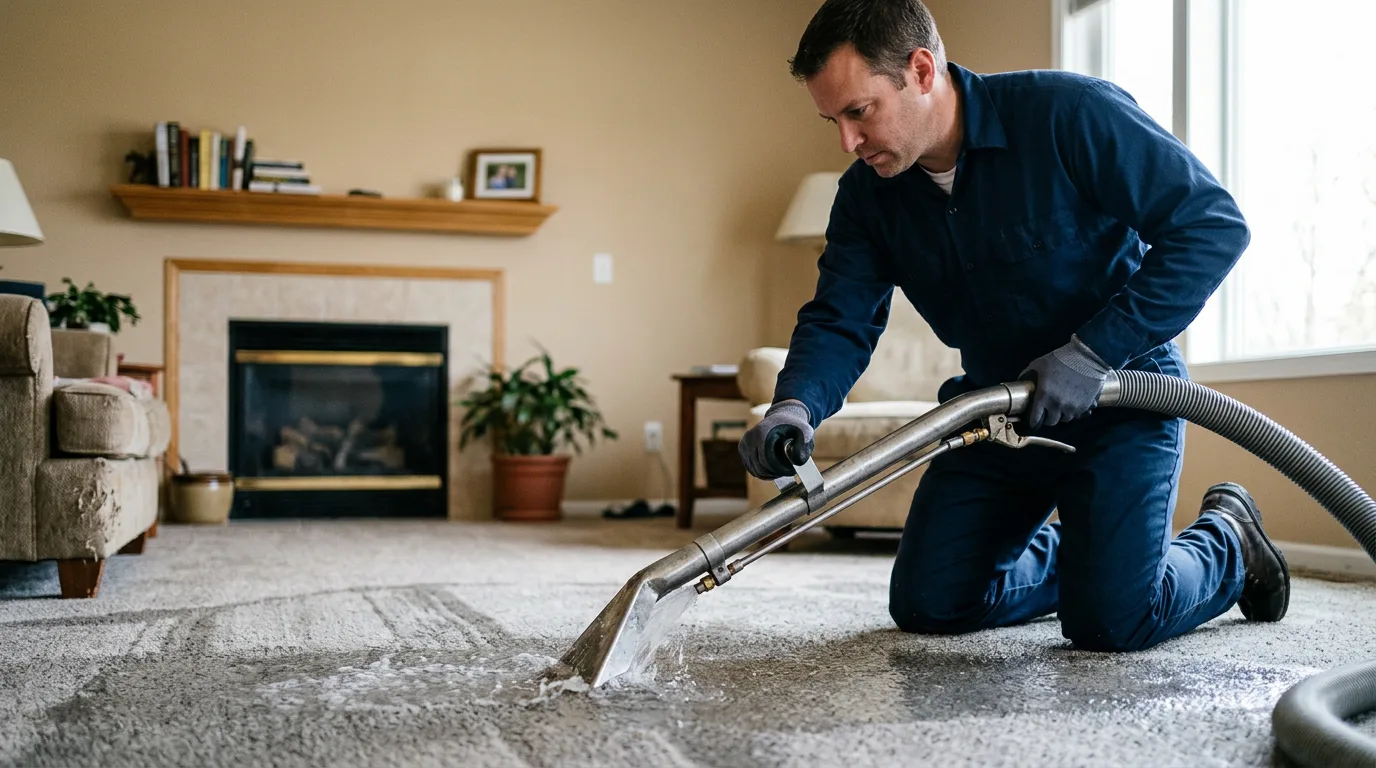 Water damage restoration technician working near Dolton, IL